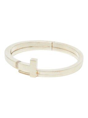 Tiffany & Co T Square Wrap Bangle Bracelet Silver Diamond
